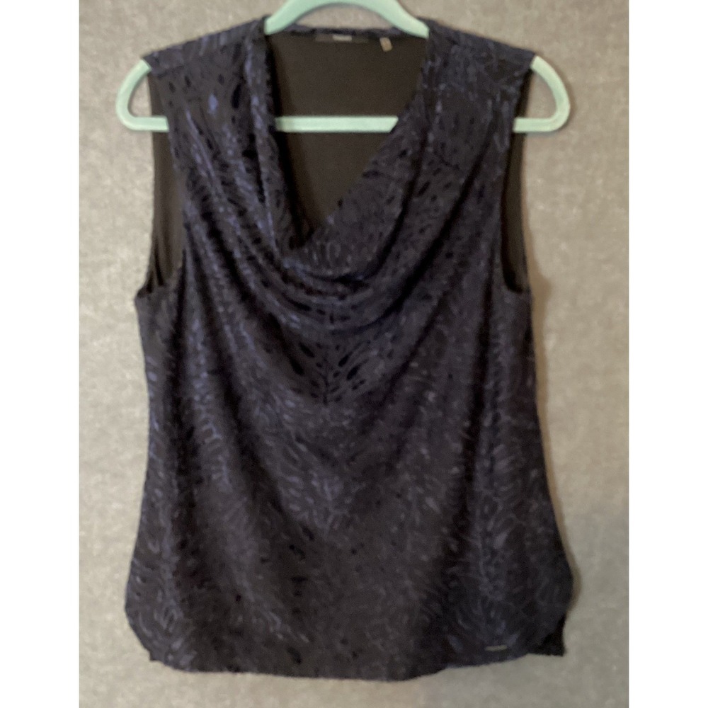 CorporateGoth Sleeveless Blouse M Elegant Burnout Velvet Cowl Neck Dark Romantic